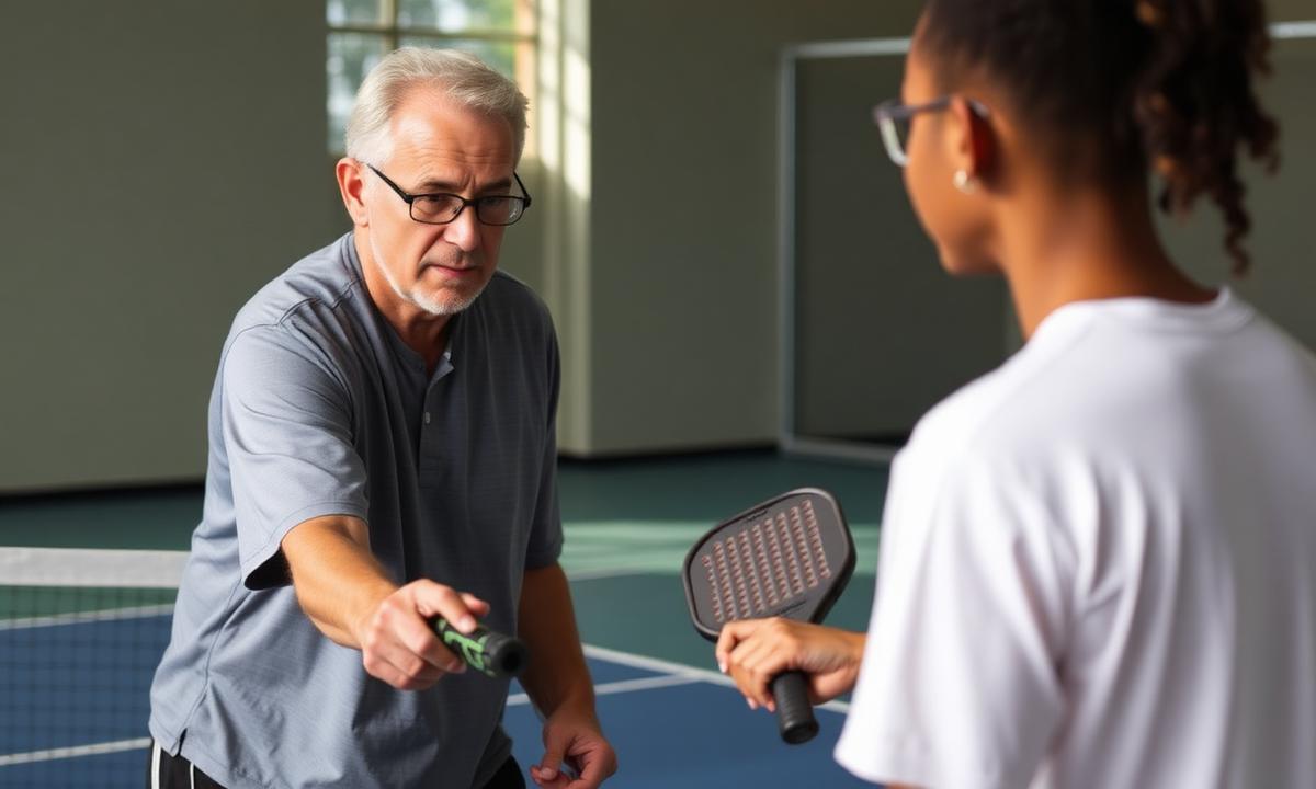 Coach demonstrating shoulder drop technique